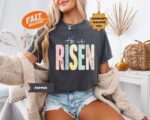 He is Risen Faux Patchwork Floral Women’s Easter Shirt