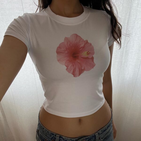 Hibiscus Flower Y2K Graphic Aesthetic Baby Tee
