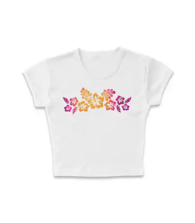 Hibiscus Flowers Micro Rib Baby Tee | Editorial Luxe