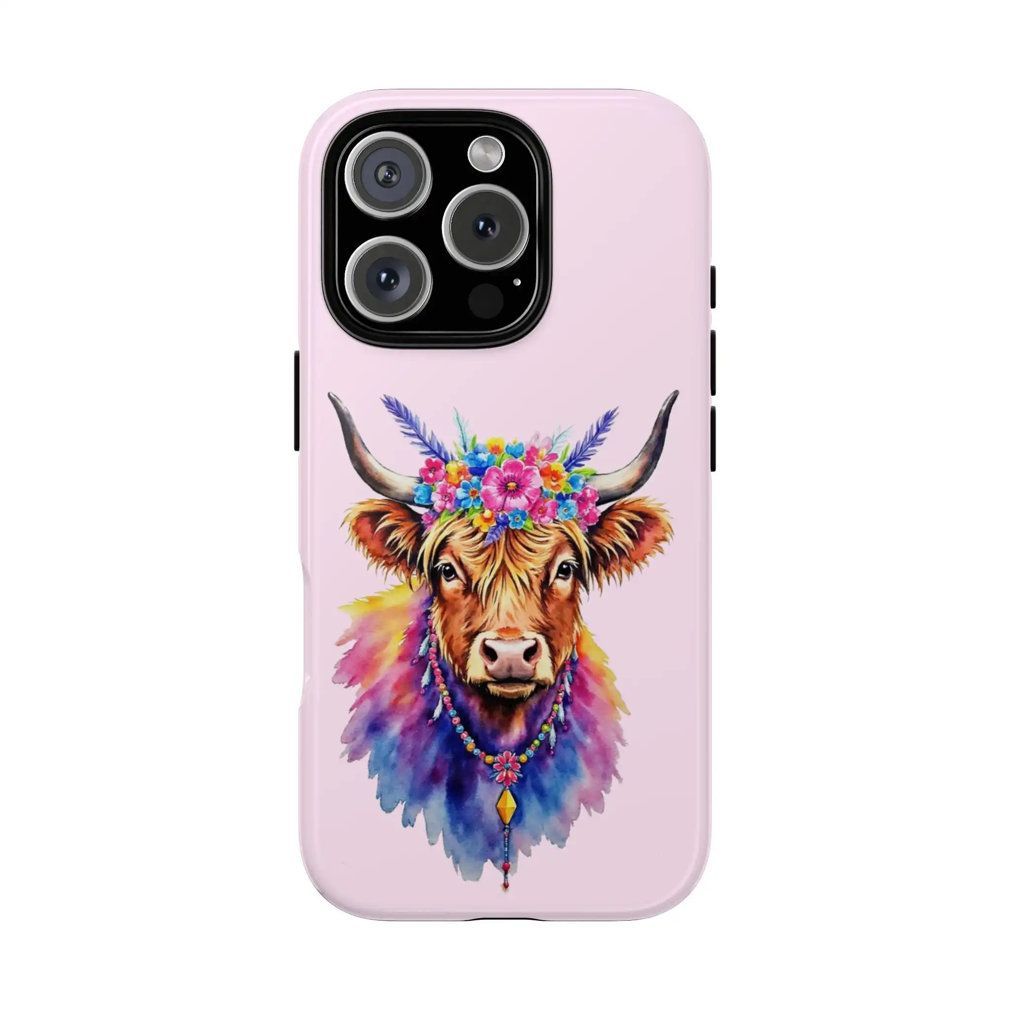 Highland Cow Boho Floral Watercolor Phone Case Highland Cow Boho Floral Watercolor Phone Case