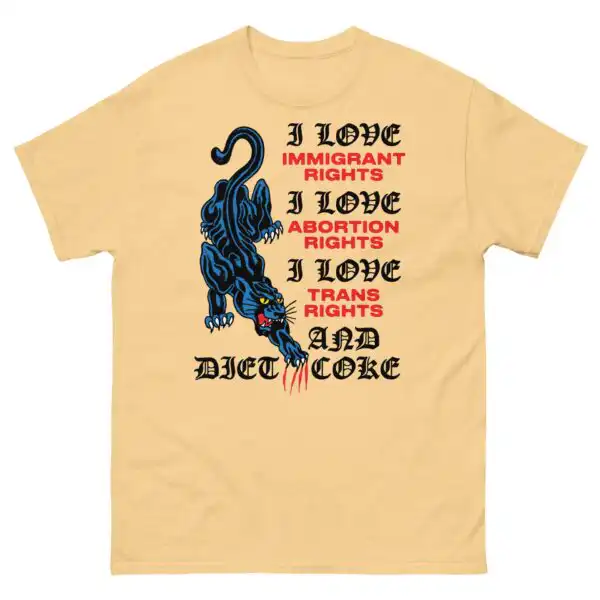 I love immigrant rights, abortion rights & trans rights graphic tee