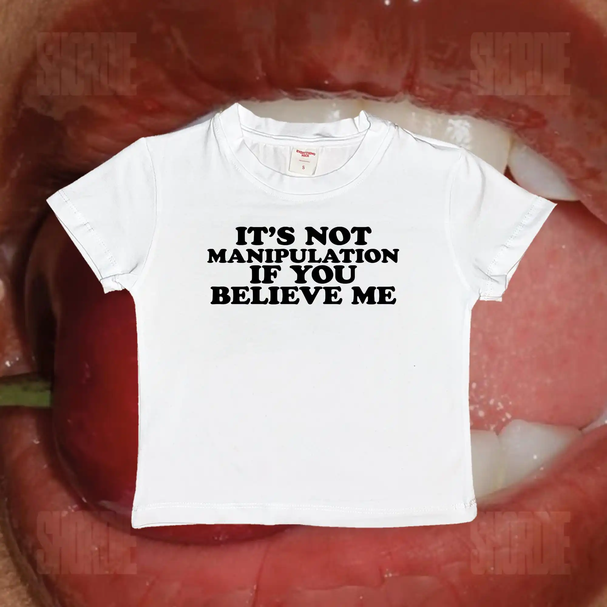 It's Not Manipulation If You Believe Me Y2K Baby Tee It's Not Manipulation If You Believe Me Y2K Baby Tee