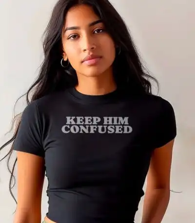 Keep Him Confused Micro Rib Baby Tee | Editorial Luxe