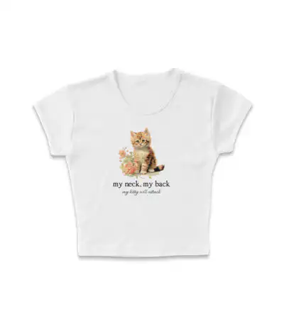 Kitty Attack Micro Rib Baby Tee | Editorial Streetwear