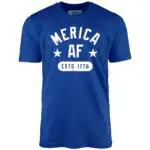 Merica AF Unisex T-Shirt with Varsity Style & ESTD 1776 Design