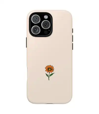 Minimalist Orange Flower Botanical Tough Phone Case