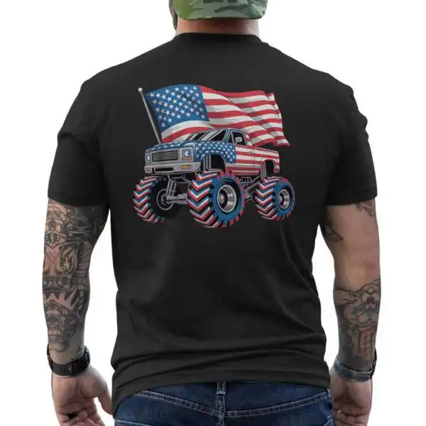Monster Truck 4th of July American Flag Lover Men's T-shirt
