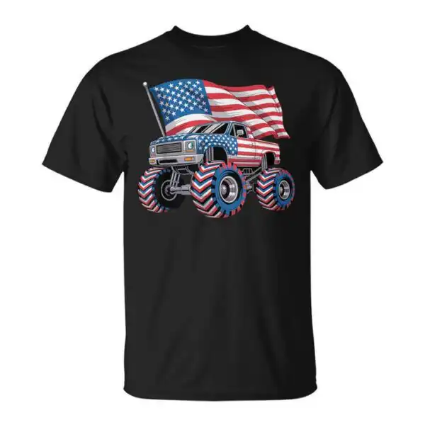 Monster Truck 4Th Of July American Flag Lover T-Shirt - Unique Design