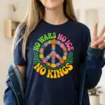 No Wars No ICE No Kings Floral Resist Political Hoodie