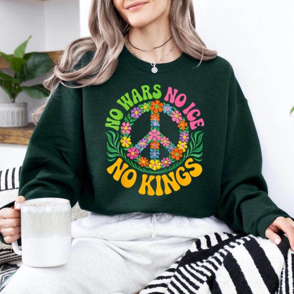 No Wars No ICE No Kings Floral Resist Political Hoodie