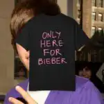 Only Here for Bieber Oversized Graphic Tee Shirt