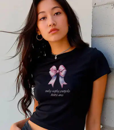 Only Ugly People Hate Me Micro Rib Baby Tee | Editorial
