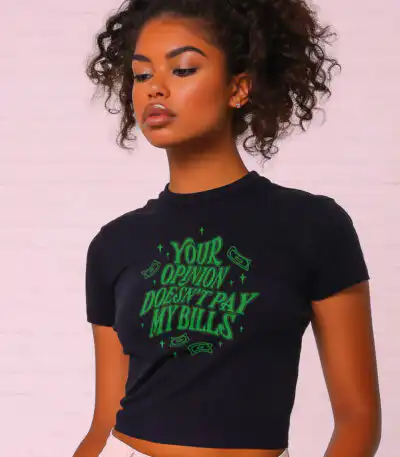 Opinions Don't Pay Micro Rib Baby Tee | Editorial Luxe