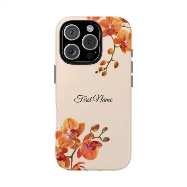 Orange Orchids Tough Floral Gift for Her Phone Case
