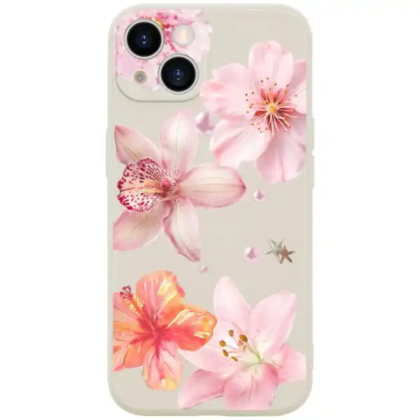 Pink Lily Flower Pattern iPhone 13 Phone Case Cover