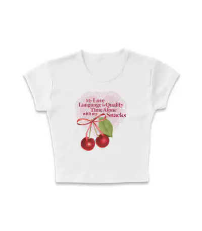 Quality Time with Snacks Micro Rib Baby Tee | Editorial Luxe