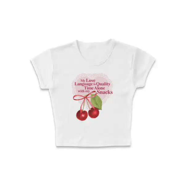 Quality Time with Snacks Micro Rib Baby Tee | Editorial Luxe