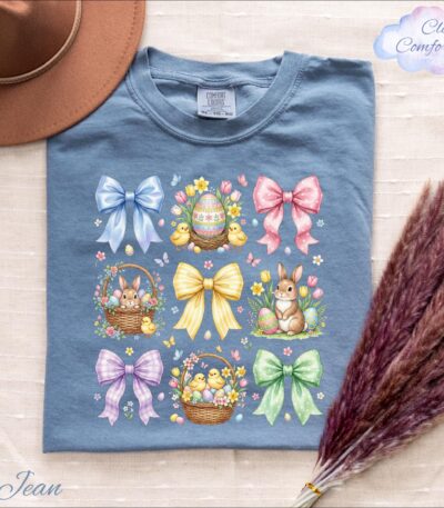 Retro Easter Bunny Coquette Easter Eggs Shirt