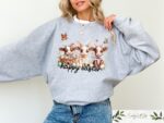 Retro Highland Cow Happy Easter Howdy Party Sweatshirt
