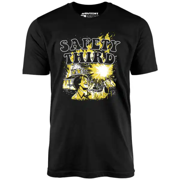 Safety Third Fire Unisex T-Shirt with Vintage Sparkler Design