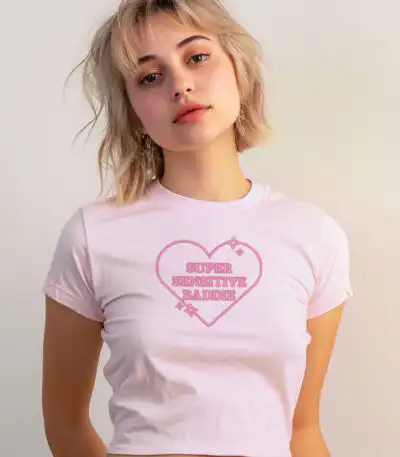 Sensitive Baddie Micro Rib Baby Tee | Editorial Luxe