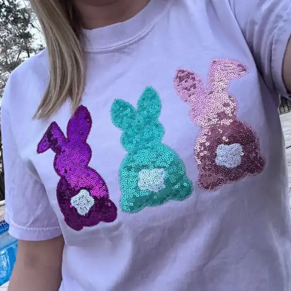 Sequin Easter Bunny Orchid Purple Kids Shirt