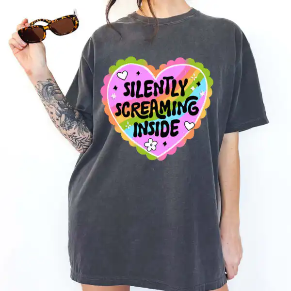 Silently Screaming Inside Tee - Cozy Unisex Cotton Graphic Shirt
