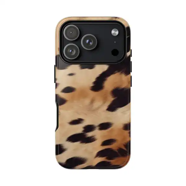 Tan Cow Print Phone Case Dual-Layer Protection