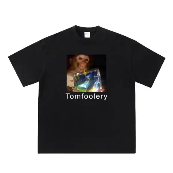 Tomfoolery Monkey Drinking Meme Funny Gen Z Shirt