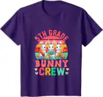 Vintage Retro 5th Grade Cute Bunny Easter Crew Hunting Eggs T-Shirt | Pastel Nostalgia