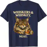 Whiskers & Whiskey Neat Funny Cat Lover Bourbon Shirt