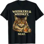 Whiskers & Whiskey Neat Funny Cat Lover Bourbon Shirt