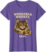 Whiskers & Whiskey Neat Funny Cat Lover Bourbon Shirt