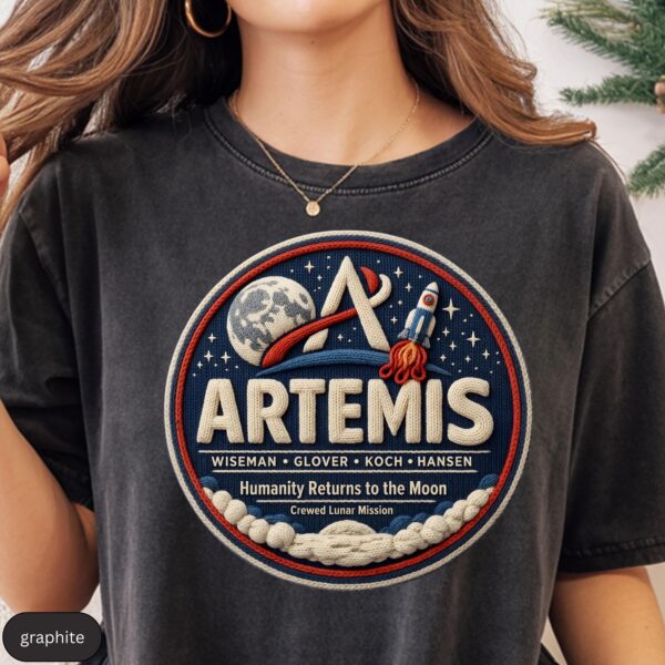 Artemis 2 Mission Faux Embroidery Lunar Patch NASA Shirt