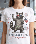 Feral & Free Raccoon – 250th Independence Day Patriotic Shirt