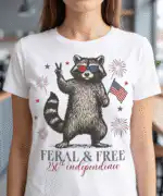 Feral & Free Raccoon – 250th Independence Day Patriotic Shirt