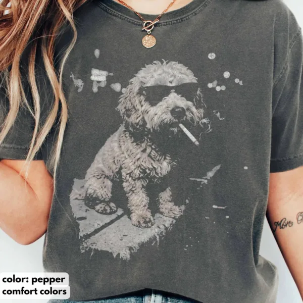 Funny Dog Smoking Cigarette Goldendoodle Vintage Shirt