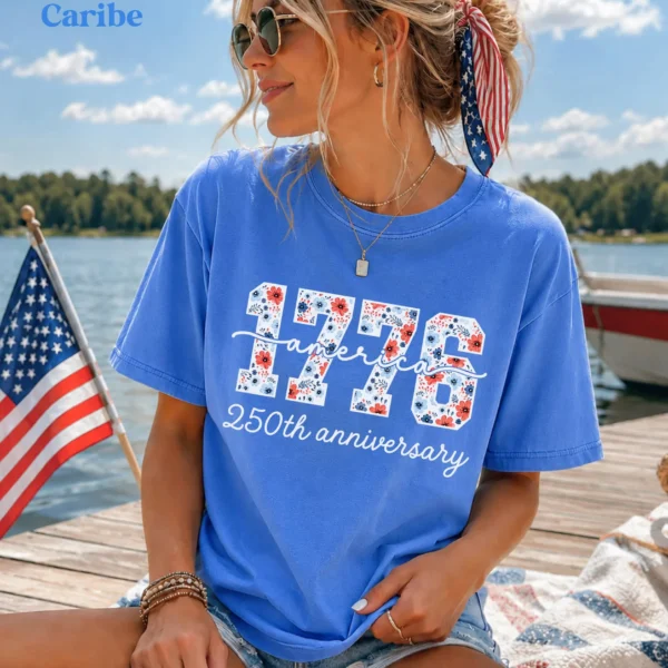 1776 250th Anniversary Patriotic Floral Shirt