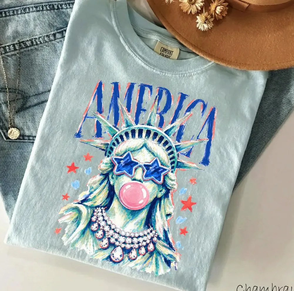America Statue of Liberty Bubble Gum Shirt America Statue of Liberty Bubble Gum Shirt
