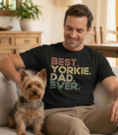 Best Yorkie Dad Ever Retro Shirt for Dog Lovers
