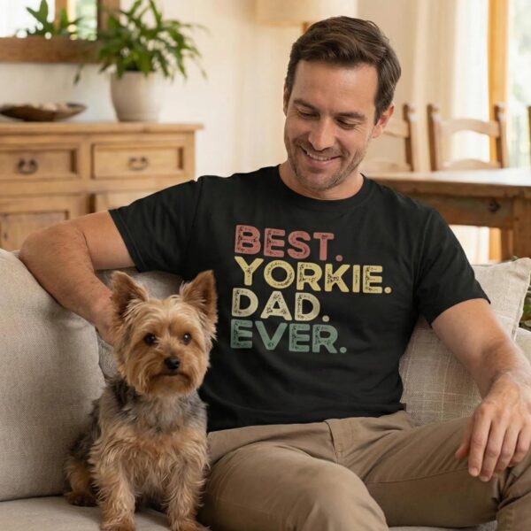 Best Yorkie Dad Ever Retro Shirt for Dog Lovers