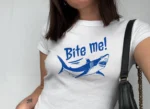 Bite me! Shark Graphic Y2K Summer Aesthetic Baby Tee