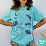 Cats in Space Oversized Retro Aesthetic Graphic Shirt