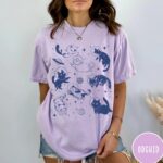 Cats in Space Oversized Retro Aesthetic Graphic Shirt
