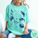 Cats in Space Oversized Retro Aesthetic Graphic Shirt