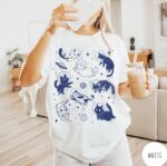 Cats in Space Oversized Retro Aesthetic Graphic Shirt