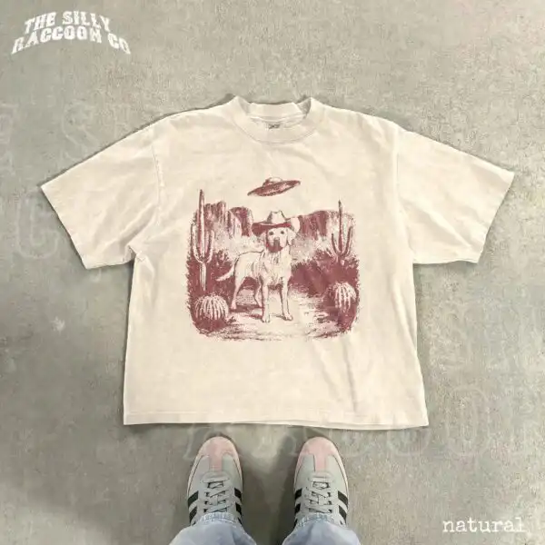 Vintage Cowboy Labrador UFO Western Desert Dog Shirt