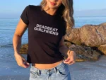 Deadbeat Girlfriend Y2K Slogan Baby Tee