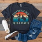Easily Distracted by Cats & Plants Unisex Funny Shirt