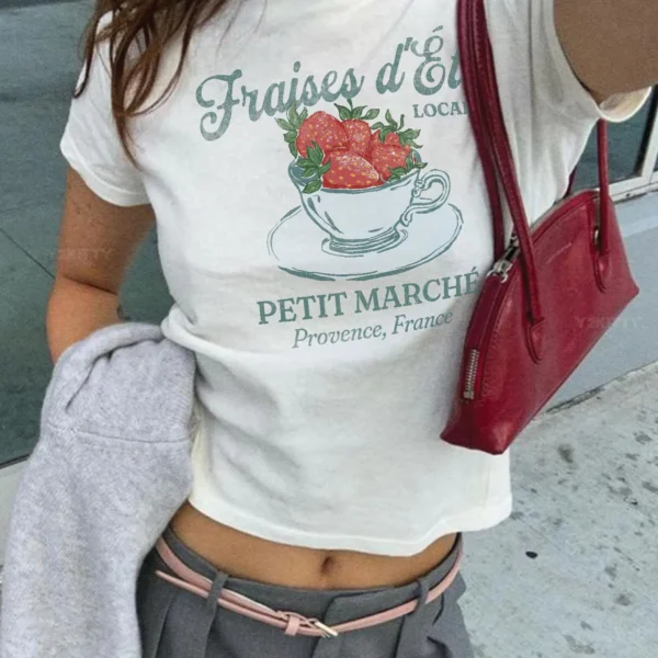 Fraises d'Été Strawberry Baby Tee | Provence Graphic